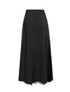 Solid Color Lace Hem Midi Skirt