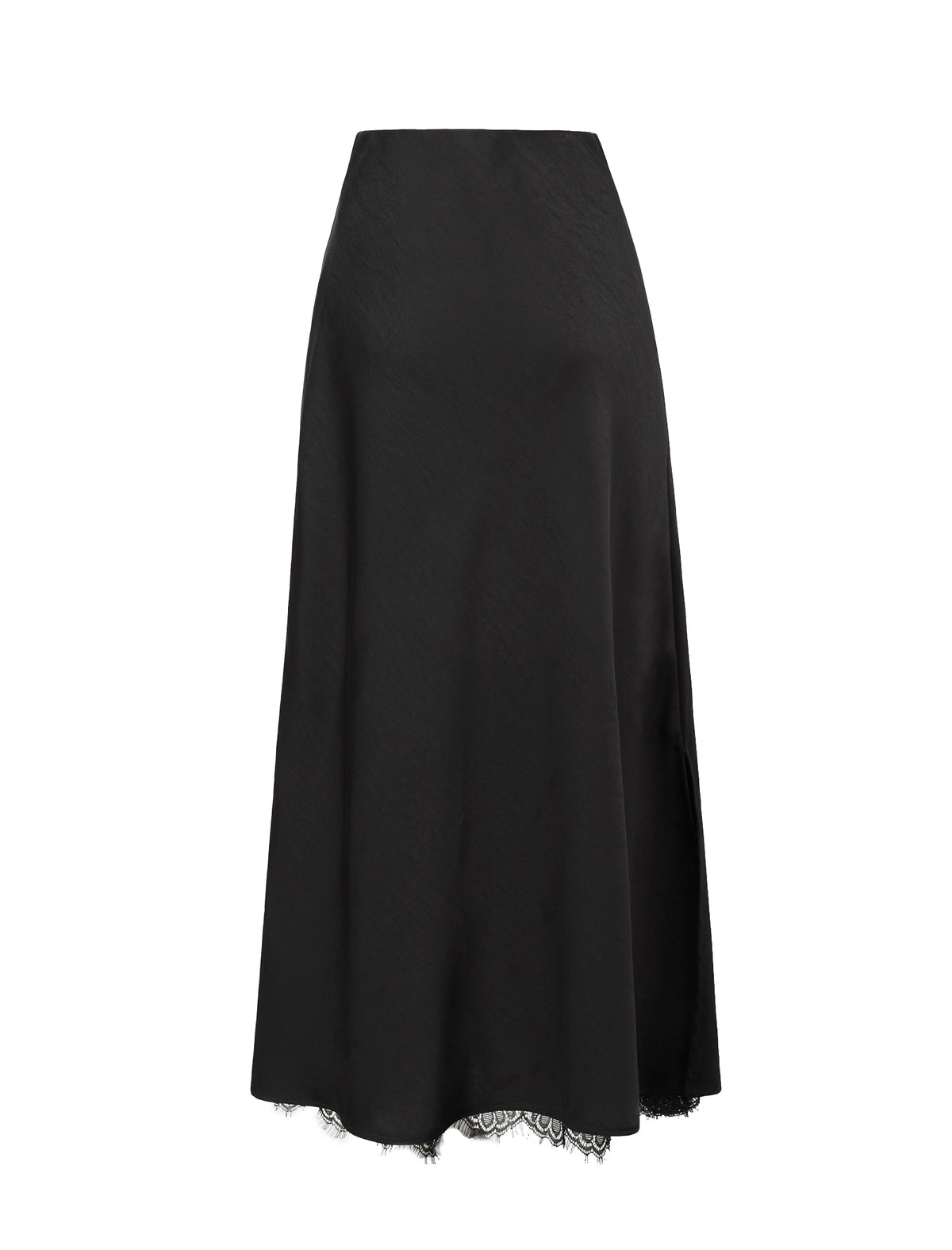 Solid Color Lace Hem Midi Skirt