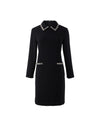 Braided-Trim Long Sleeve Pocket Relaxed Dress
