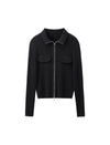 Wool Blend Zip Up Ribbed Knit Cardigan