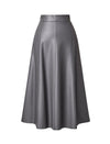 High-Waist Faux Leather A-Line Midi Skirt