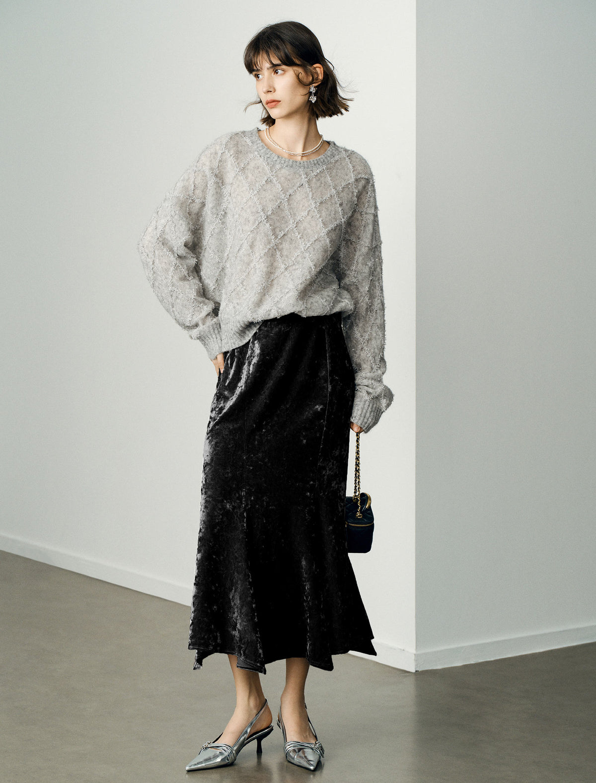 Velvet Mermaid Midi Skirt