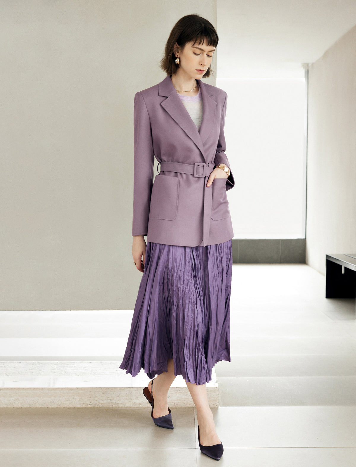 Belted Single Breasted Blazer