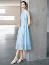 Tencel Sleeveless Lace-Waist Midi Dress