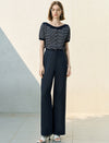 High Waisted Linen Blend Wide Leg Pants