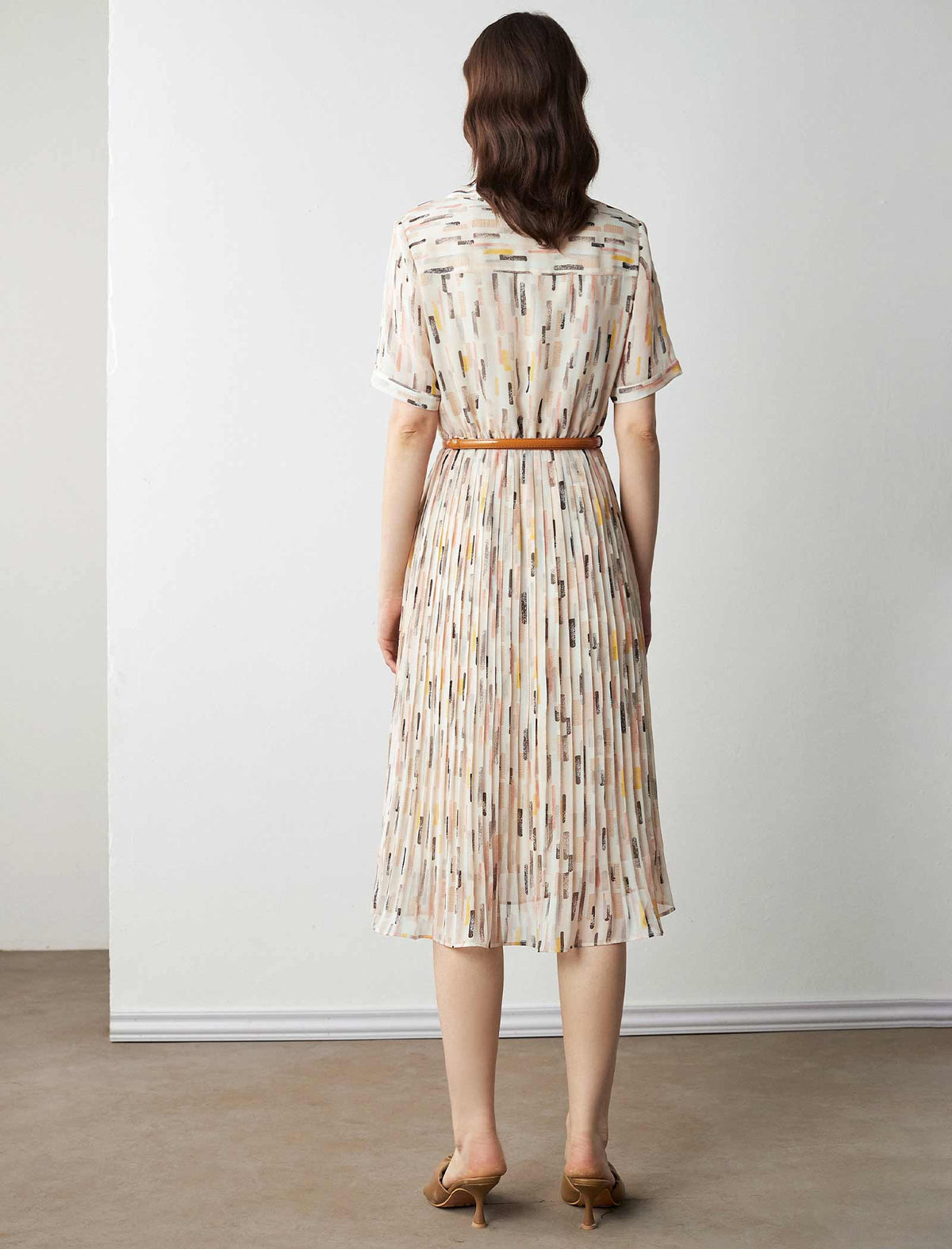 Collared Floral Pleated Shirt Dress