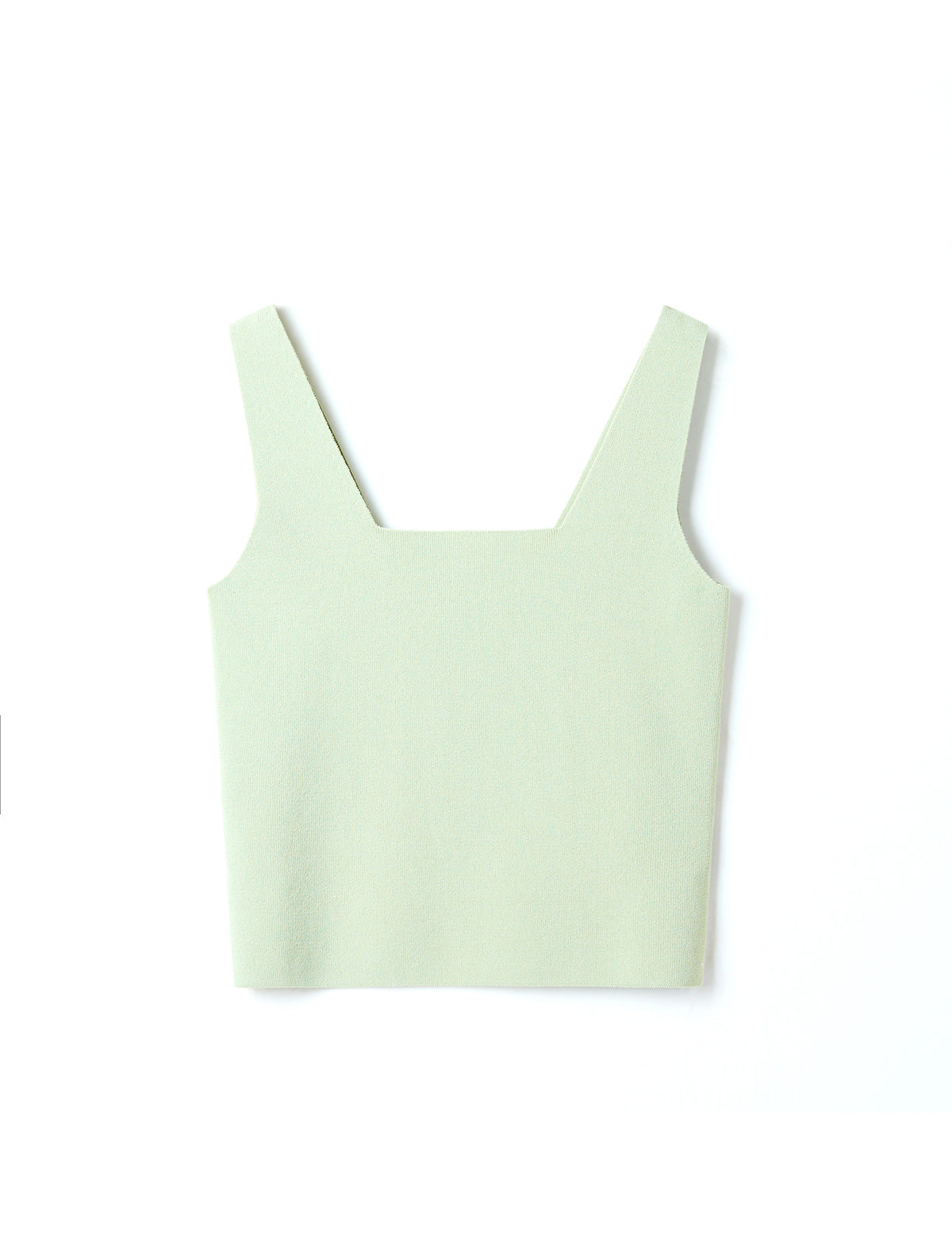 Solid Square Neck Wide Strap Knit Tank Top