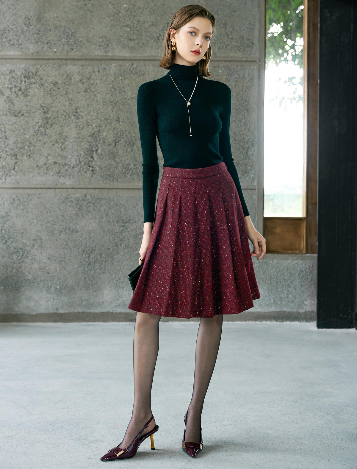 Burgundy Sequin Two‑Piece Set