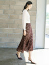 Brown Lace Midi Skirt