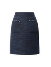 Navy Blue Tweed Mini Skirt