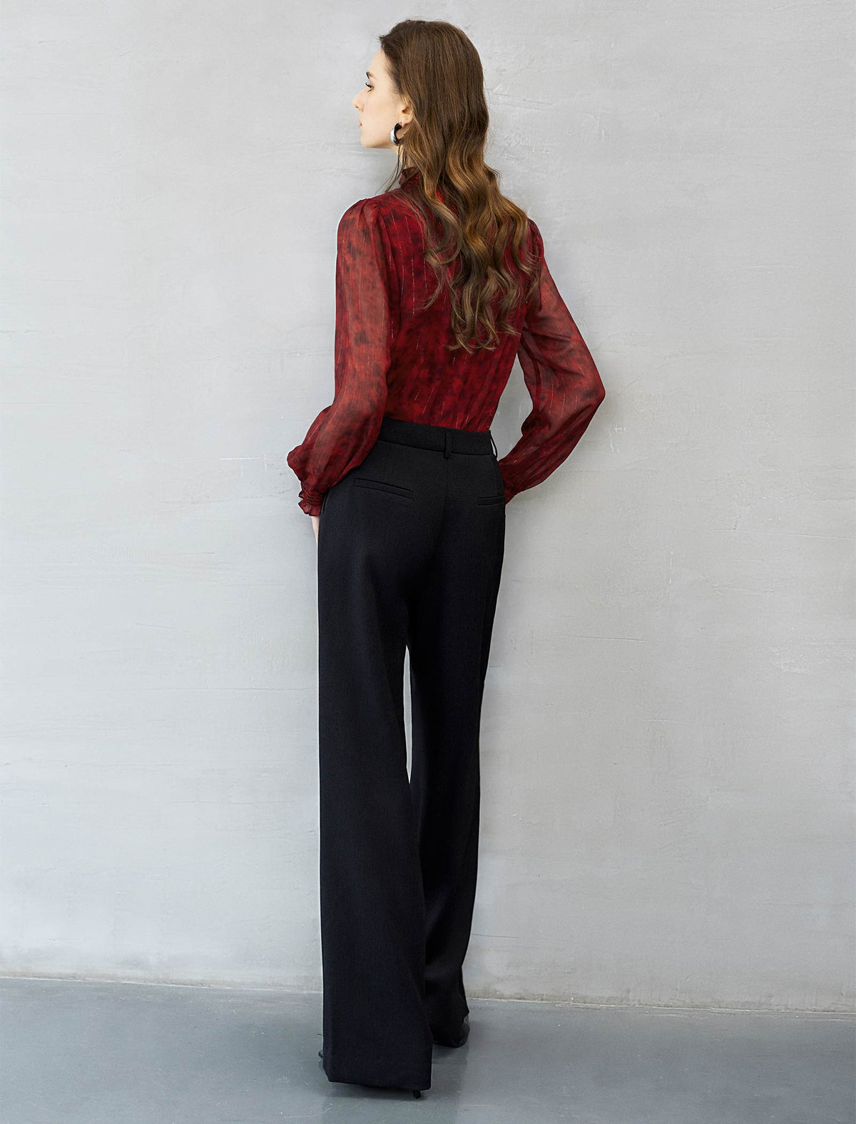 Ruby Red Metallic Stripe Blouse