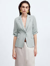Lightweight Ruched Sleeve Blazer