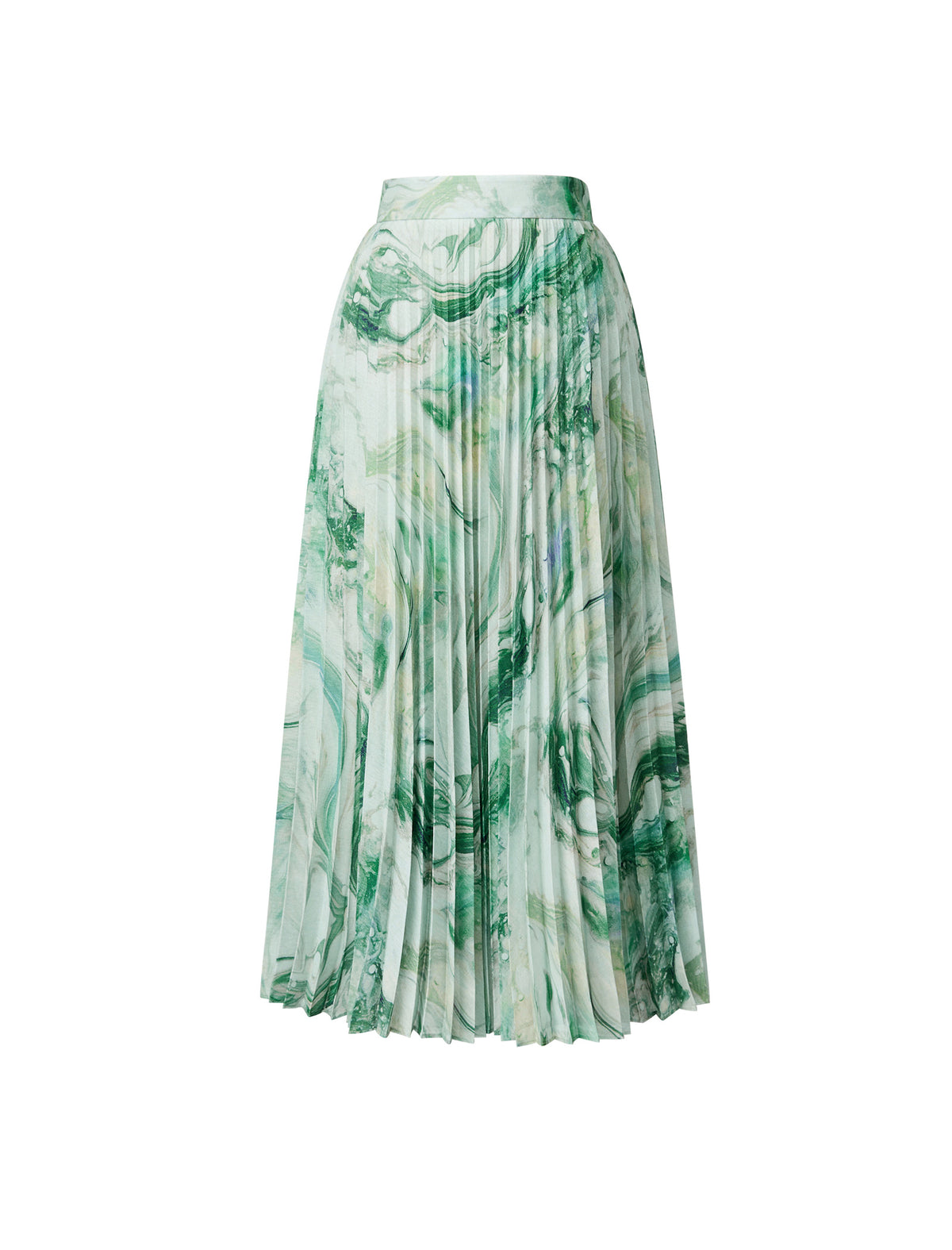 Marble Print Pleated Midi Skirt