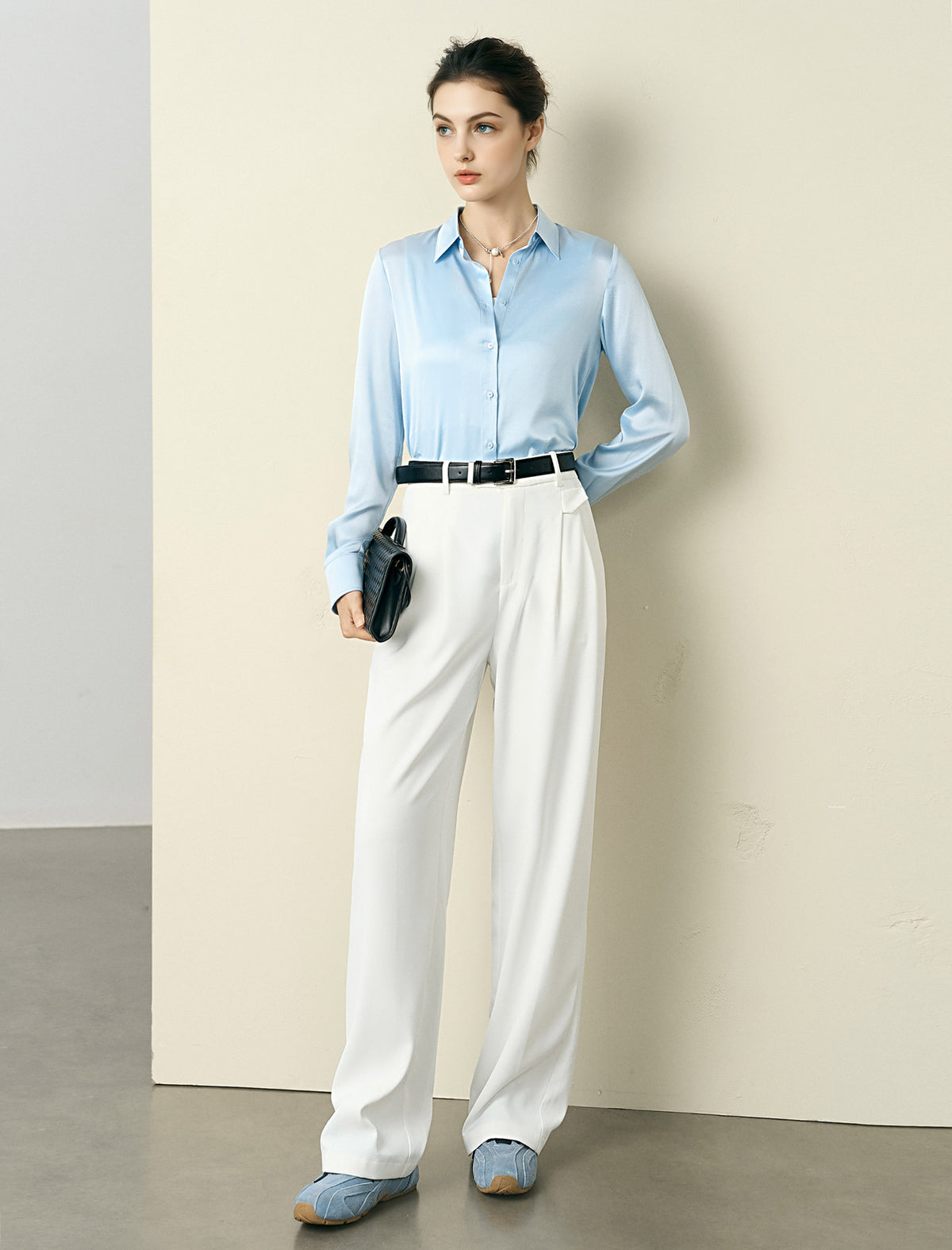 Mulberry Silk Button-Down Shirt