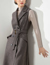Wool Blend Sleeveless Belted Dress