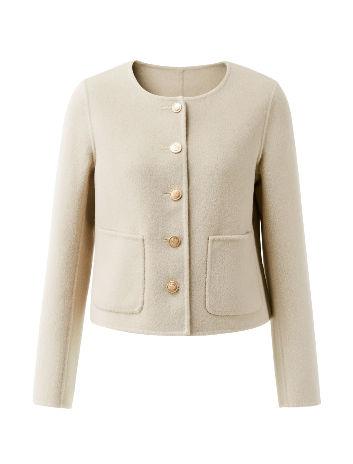Wool Pocket Detail Cropped Coats