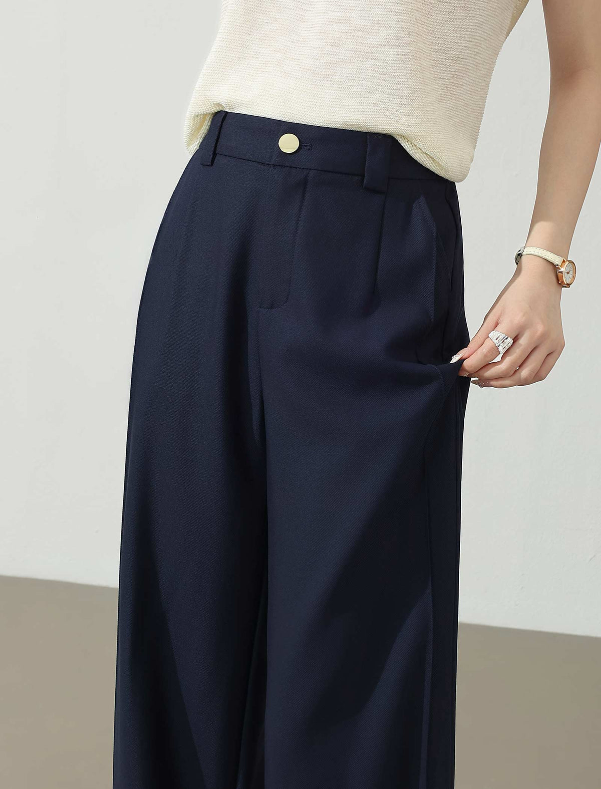 High Waisted Navy Wide Leg Pants