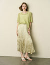 Flowy Textured Pleated Midi Skirt
