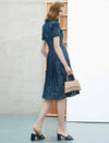 Cinched Waist Short Sleeve Lace Shirt Dress