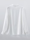 White Tie-Neck Youthful Office Chiffon Blouse