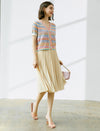 Solid Color Pleated A-Line Skirt