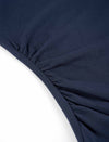 Navy Blue Asymmetric Neck Ruched Knit Top