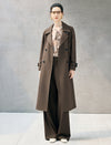 Notched Lapel Double Breasted Belted Knee-Length Trench Coat