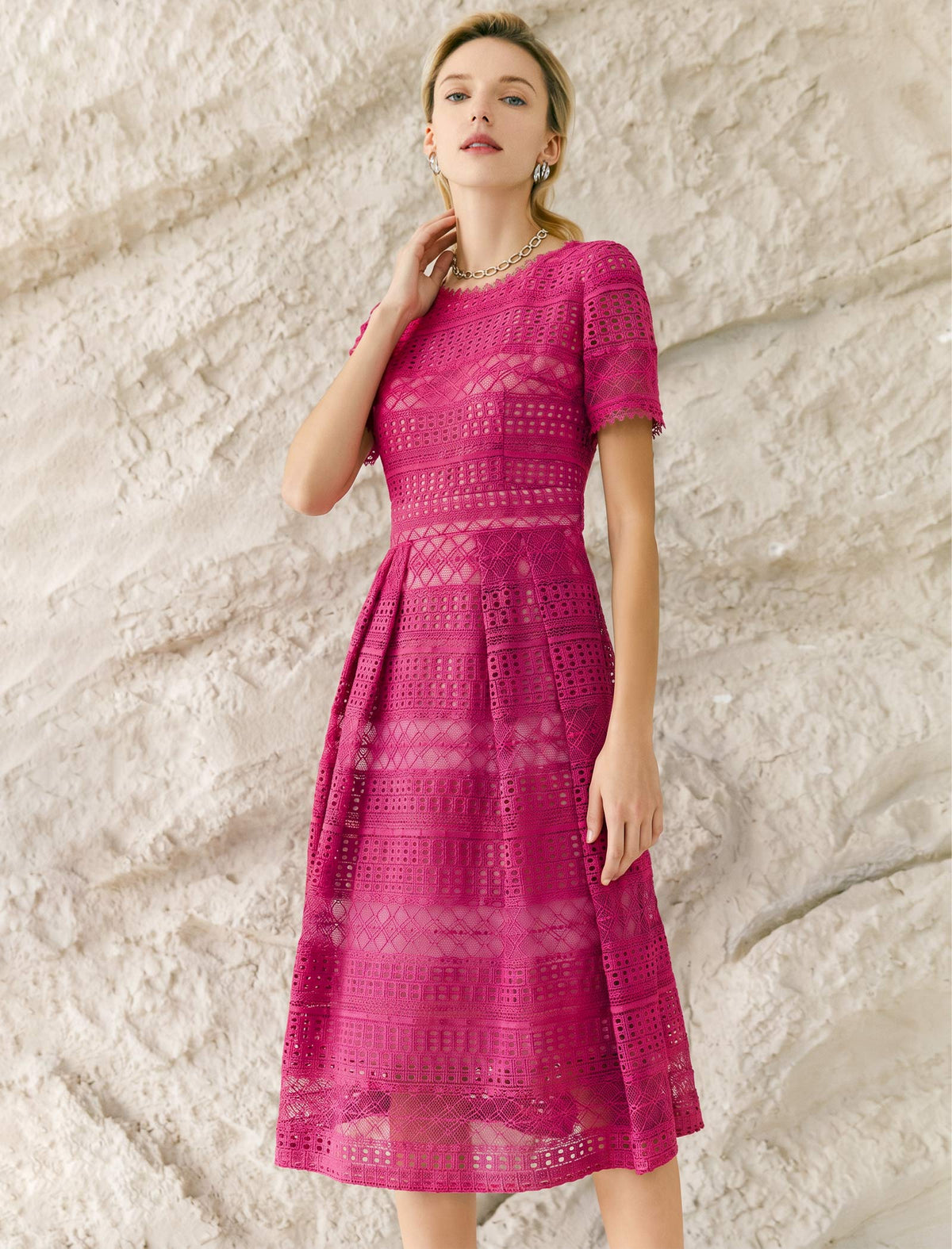 Salerno Soft Lace A-Line Midi Dress