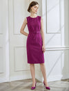 Solid Color Self-Belt Sleeveless Dress