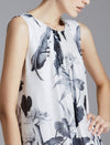 Linen Print Crew Neck Sleeveless Dress