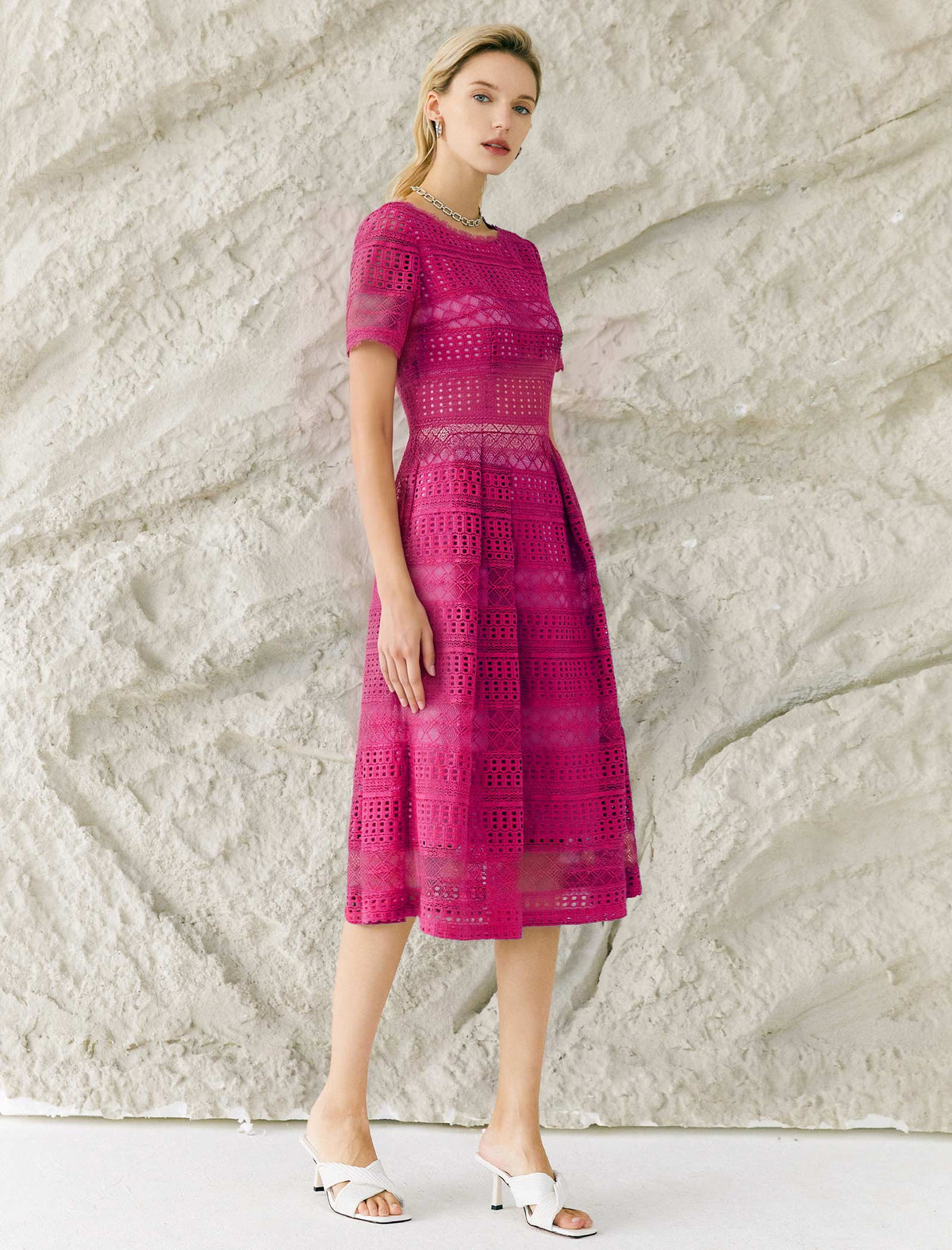 Salerno Soft Lace A-Line Midi Dress
