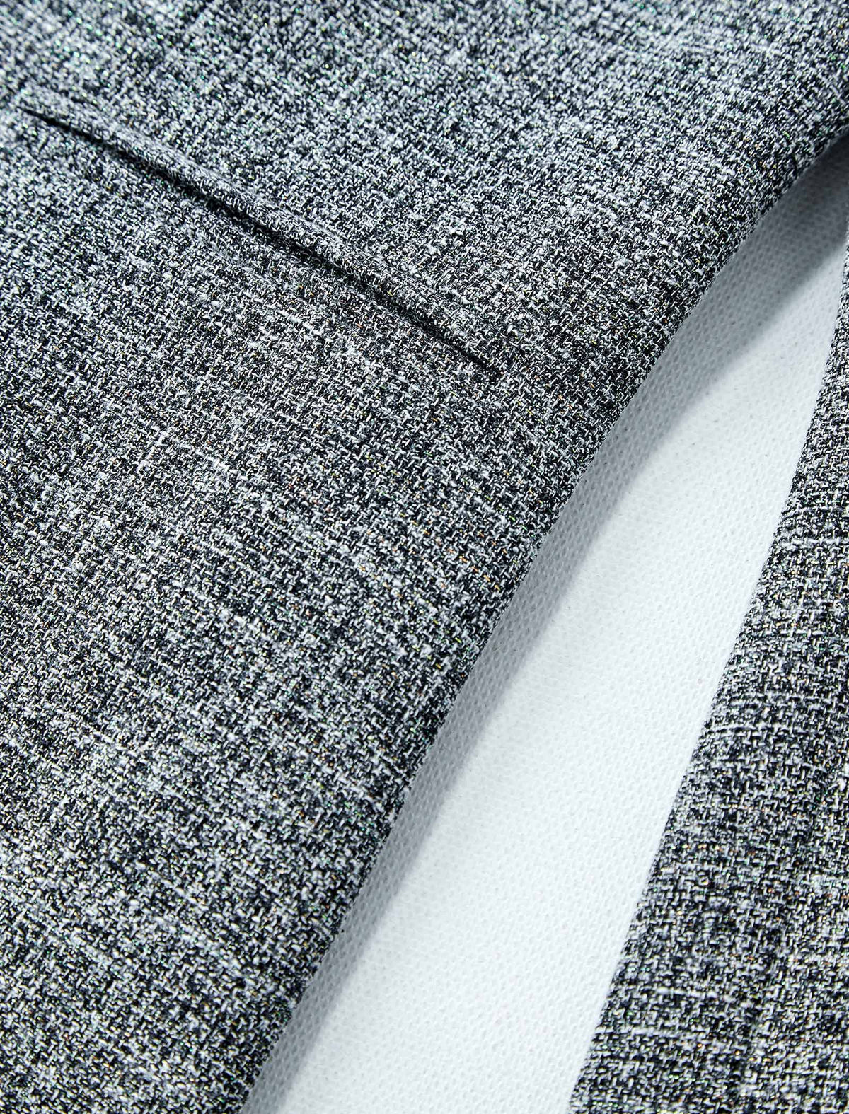 Grey Textured Cropped Blazer