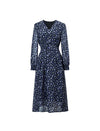 Floral Print V-Neck Long Sleeve Midi Dress