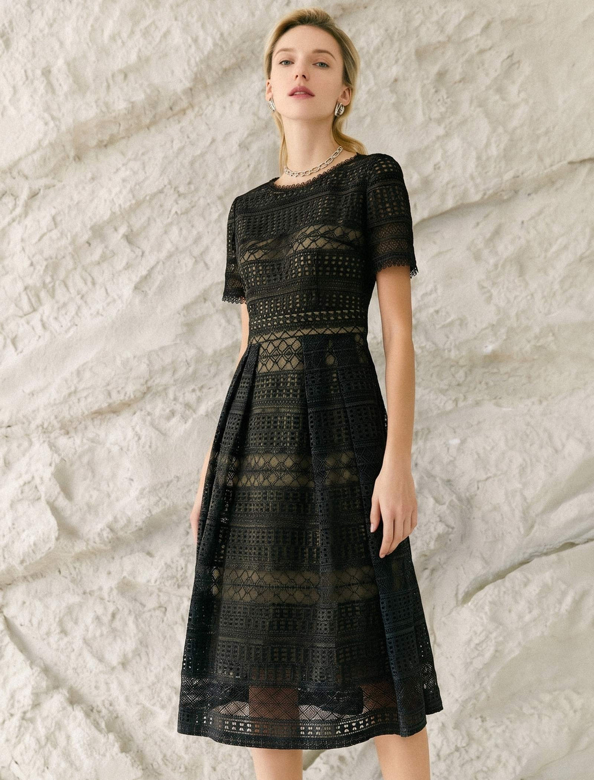 Salerno Soft Lace A-Line Midi Dress