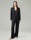 Linen Blend Wide-Leg Tailored Pants