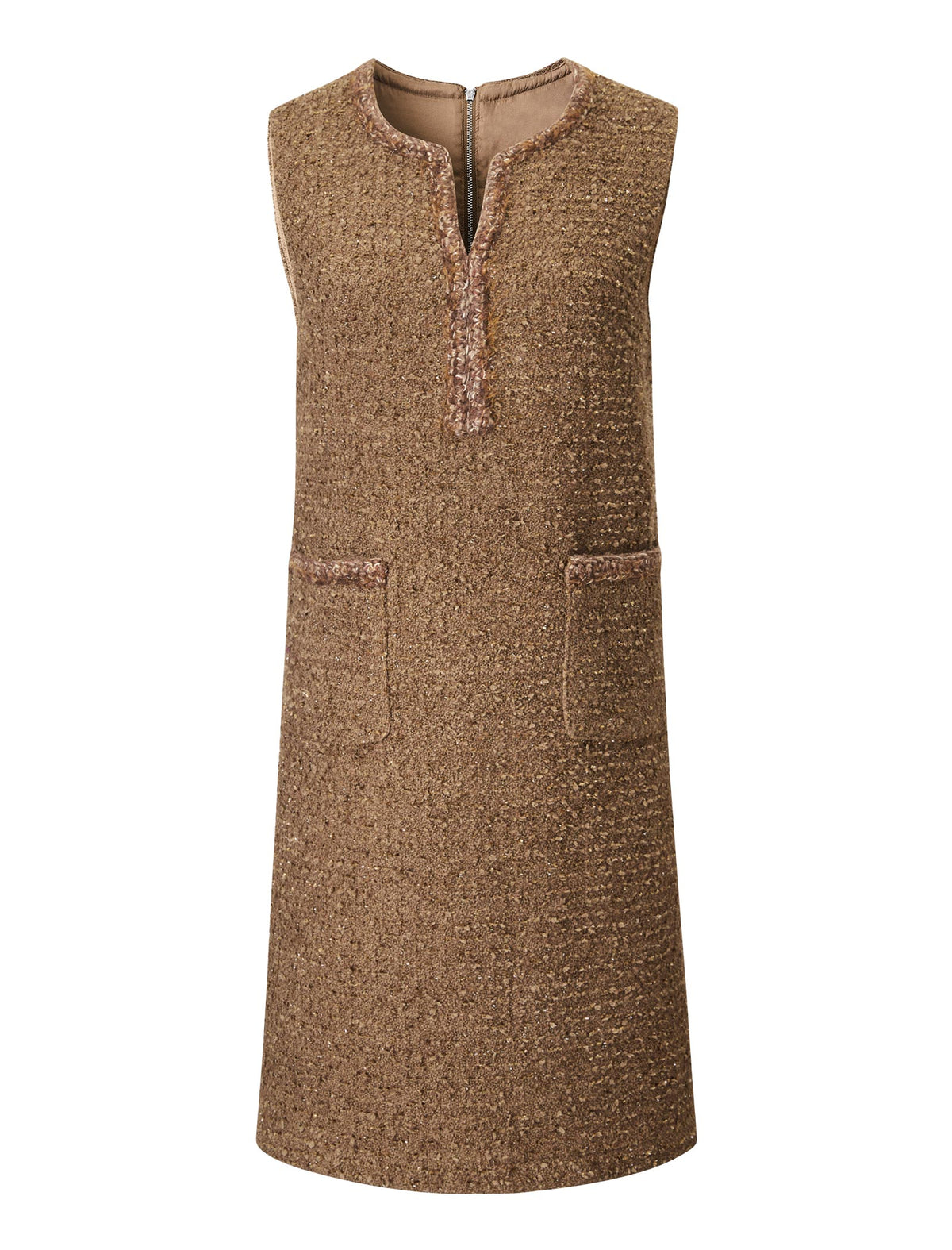 Brown Wool Loose Sleeveless Dress
