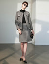 Wool Blend Textured Fitted Straight-Fit Skirt