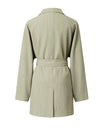 Textured Stand Collar Mid-Length Minimalist Trench Coat