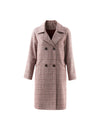Plaid Collared Raglan-Sleeve Double-Breasted Trench Coat