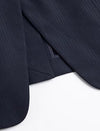 Navy Pinstripe Ruched Sleeves Blazer
