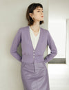 Wool Blend Scallop Trim Layered V-Neck Cardigan