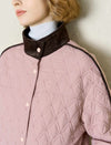Blush Quilted Contrast Trim Bomber Jacket