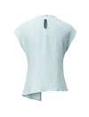 Textured Round Neck Ruched Detail Cap Sleeve Top