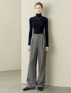 Herringbone Wool-Blend Wide-Leg Pants