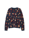 Floral V-Neck Button Front Knit Cardigan