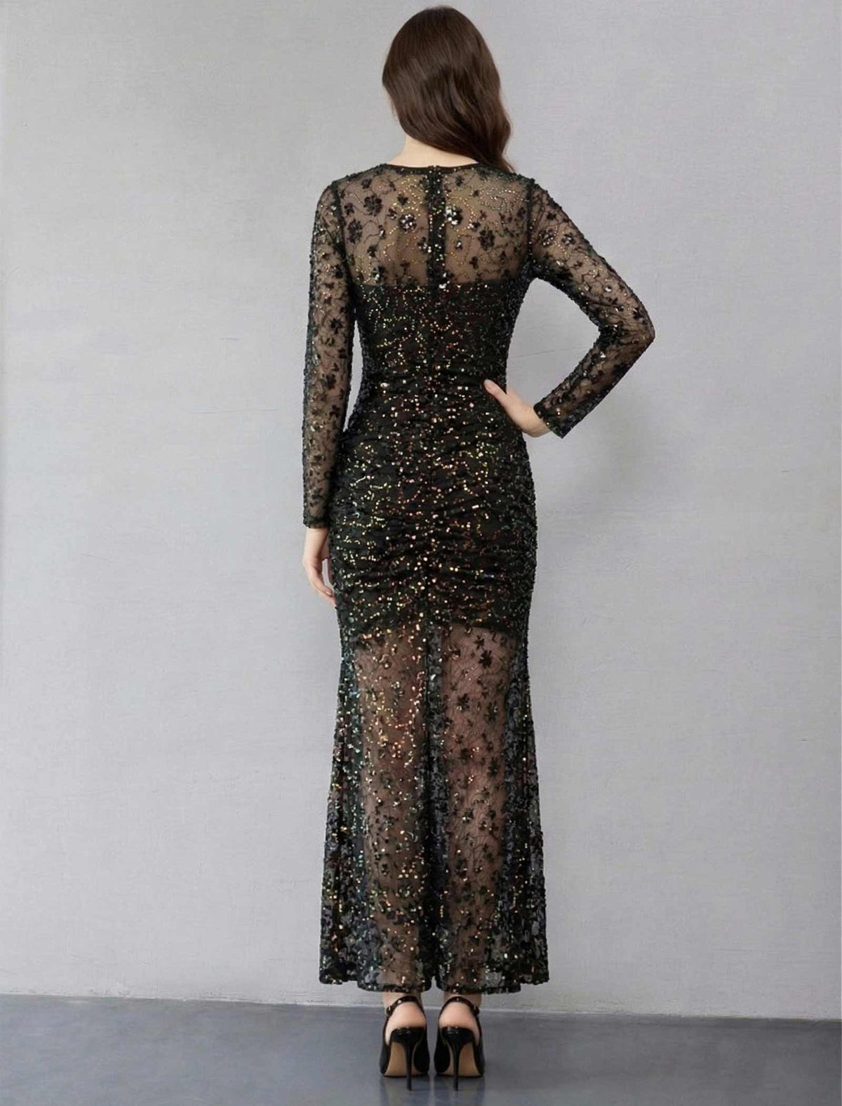 Embellished Sequin Luxury Maxi Dress