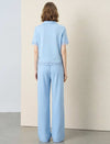 Light Blue Lace-Trim Polo Top