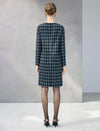 Plaid Long Sleeve Sheath Midi Dress