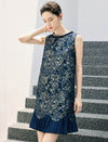 Floral Sleeveless Scalloped Flounce-Hem Dress