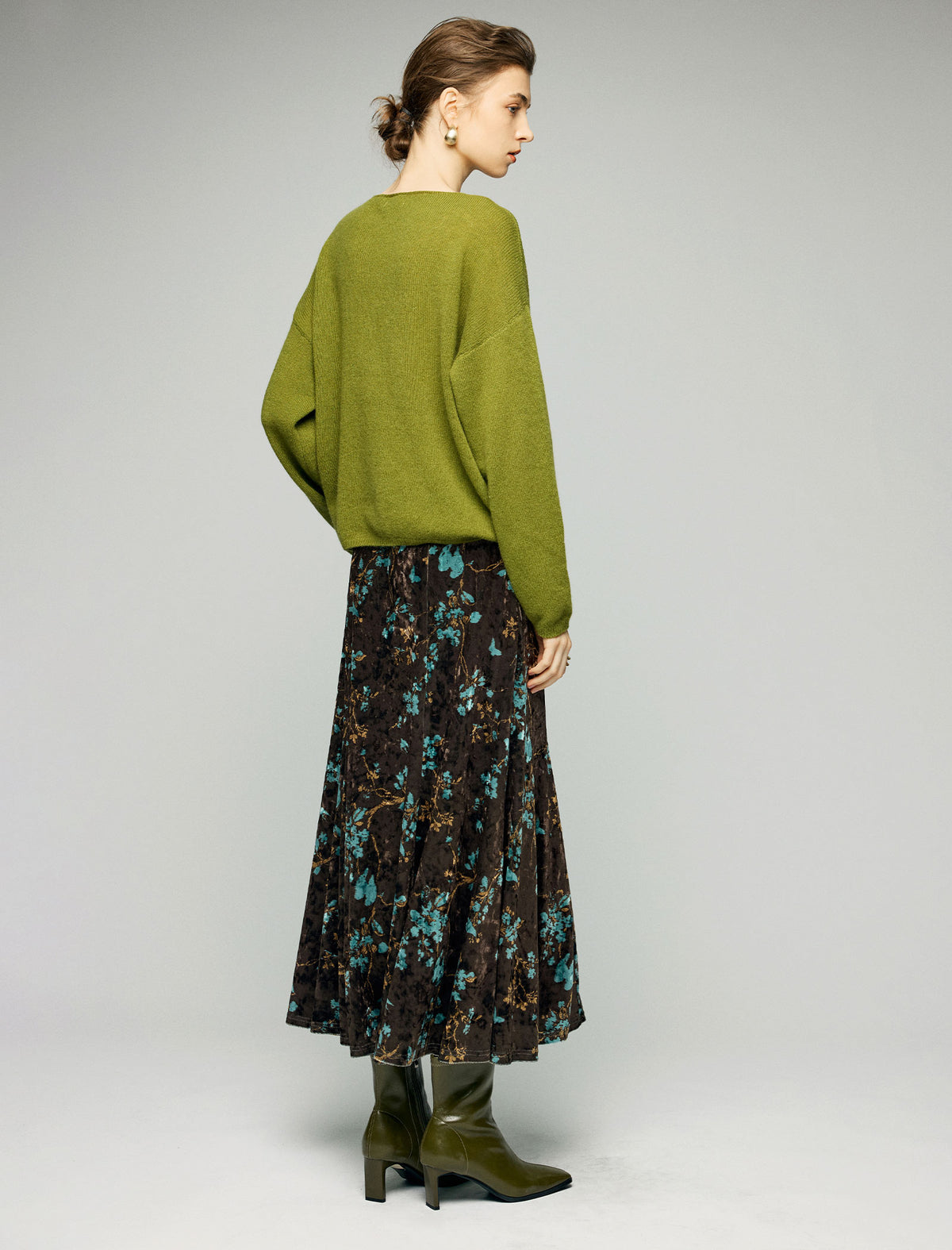 Floral Print High-Waist A-Line Midi Skirt